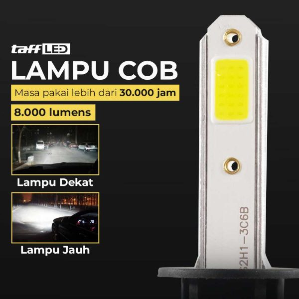TaffLED Lampu Depan Mobil LED COB Headlamp 8000 Lumens IP65 Cool White - S2
