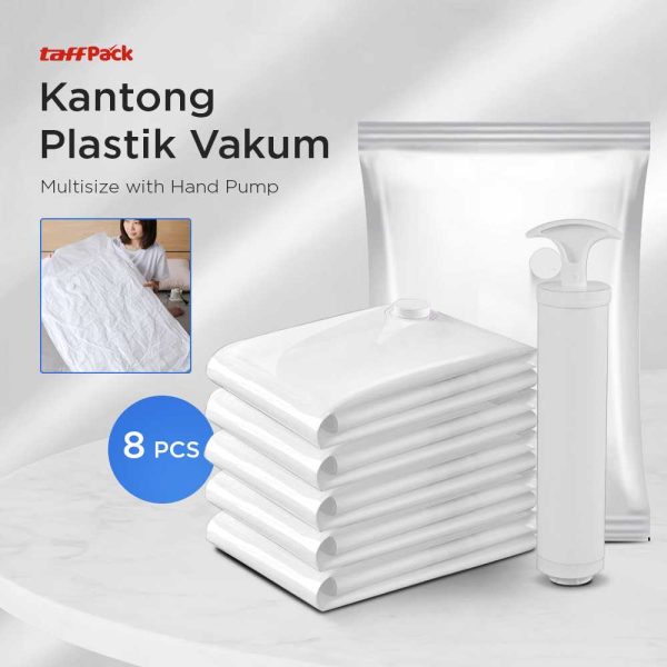 TaffPACK Kantong Plastik Vakum Pakaian Multisize 8 PCS with Hand Pump - WH021
