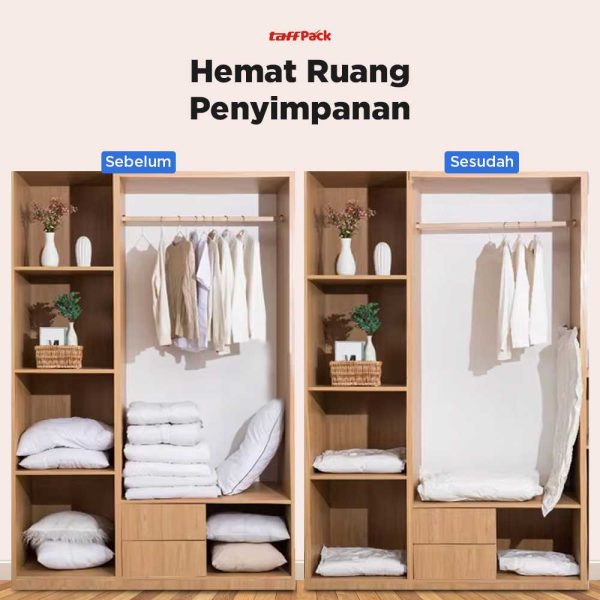 TaffPACK Kantong Plastik Vakum Pakaian Multisize 8 PCS with Hand Pump - WH021
