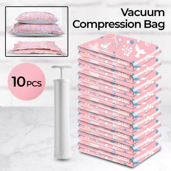 TaffPACK Kantong Plastik Vakum Pakaian Multisize 10 PCS Hand Pump - SN1000