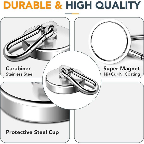 Taffware Magnet Gantungan Serbaguna Carabiner Hook Neodymium 36kg - L32
