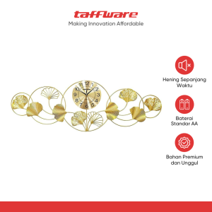 TaffHOME Jam Dinding Besi Elegan Ginkgo Biloba Silent Movement 120cm - LZ-43