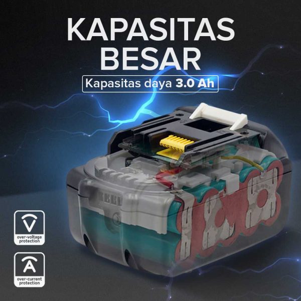 Taffware Baterai Lithium 5C Electric Power Tools 18V 3.0Ah - BL1860B