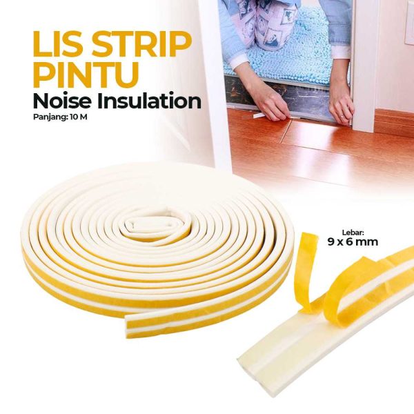 TaffHOME Lis Strip Pintu Door Noise Insulation D Tape 9x6mm 10M - KK-062