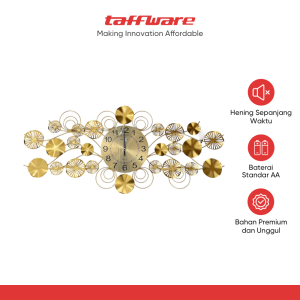 TaffHOME Jam Dinding Besi Elegan Modern Clock Silent Movement 99cm - F33898