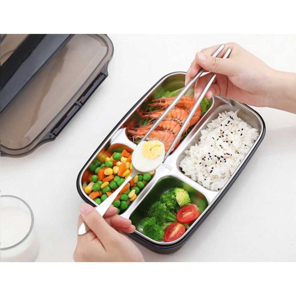 TaffHOME Kotak Makan Lunch Box Stainless Steel 4 Grid 1L - LB0919