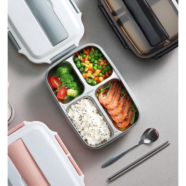 TaffHOME Kotak Makan Lunch Box Stainless Steel 4 Grid 1L - LB0919