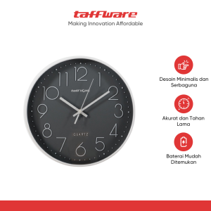TaffHOME Jam Dinding Bulat Quartz Indoor Wall Clock Round Shape 29cm - MS30