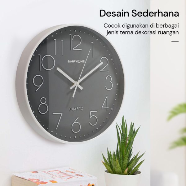 TaffHOME Jam Dinding Bulat Quartz Indoor Wall Clock Round Shape 29cm - MS30