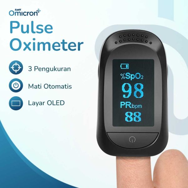 TaffOmicron Fingertip Pulse Oximeter Alat Ukur Kadar Oksigen Darah - PO-A2AO