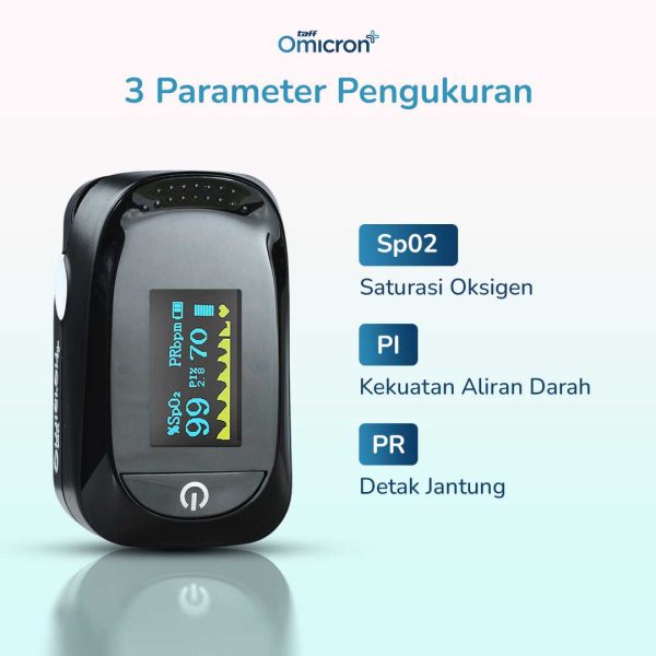 TaffOmicron Fingertip Pulse Oximeter Alat Ukur Kadar Oksigen Darah - PO-A2AO