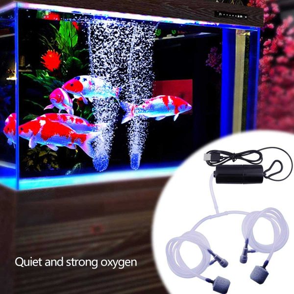Taffware Aerator Aquarium USB Portable Silent Split Double Stone 5V 1W - SL2P