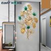TaffHOME Jam Dinding Besi Elegan Ginkgo Biloba Silent Movement 90cm - 2102C