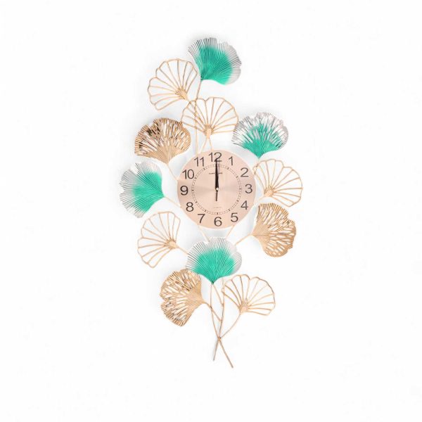 TaffHOME Jam Dinding Besi Elegan Ginkgo Biloba Silent Movement 90cm - 2102C