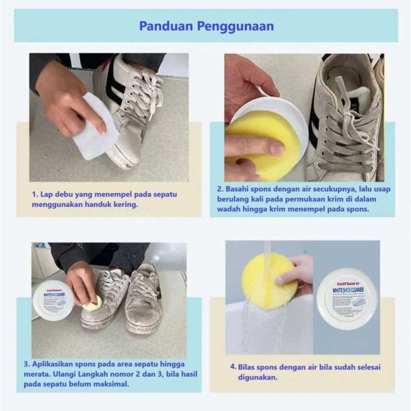 Taffware Krim Pemutih Pembersih Sepatu Sneakers 260g with Spons - Q220
