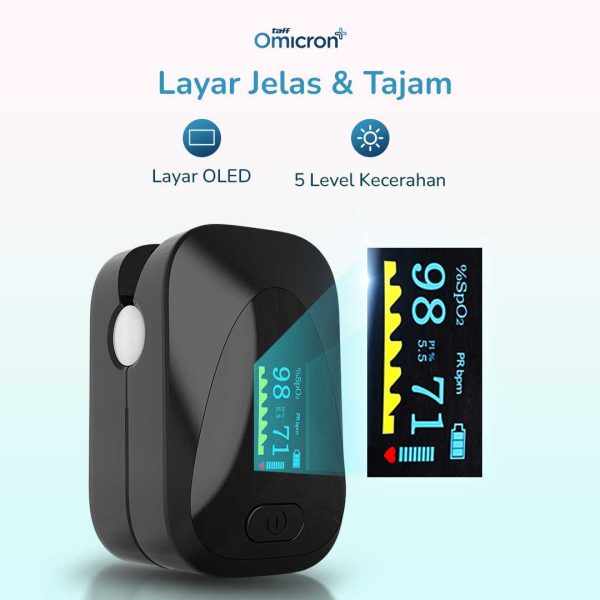 TaffOmicron Fingertip Pulse Oximeter Digital Alat Ukur Oksigen Darah - PO-C6AO