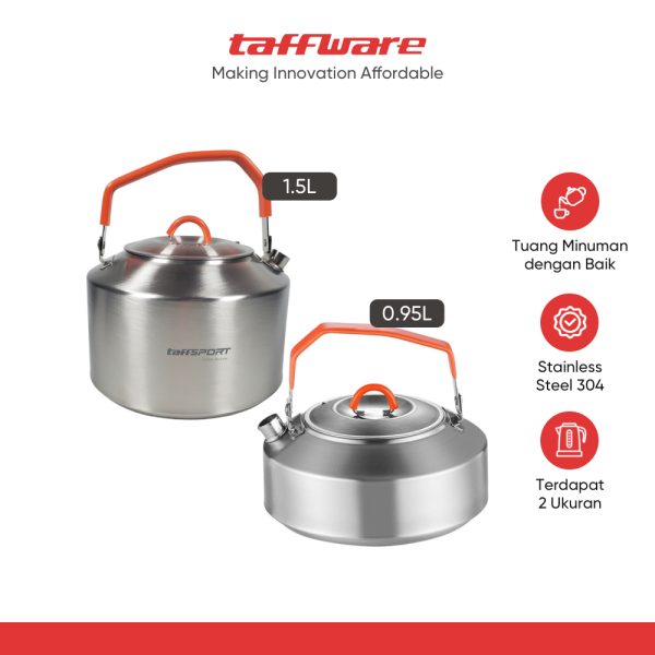 TaffSPORT Teko Camping Outdoor Teapot Kettle Stainless Steel - HWSH
