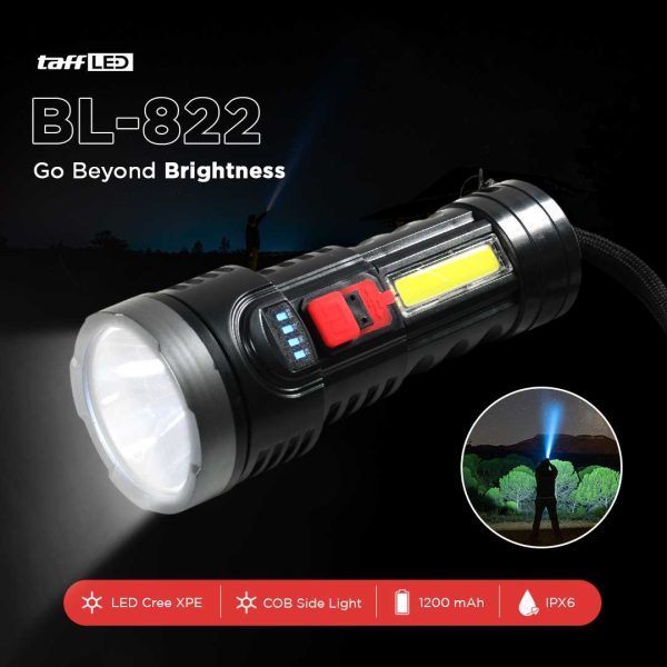TaffLED Senter LED Cree XPE COB 7800 Lumens Waterproof Rechargeable - BL-822