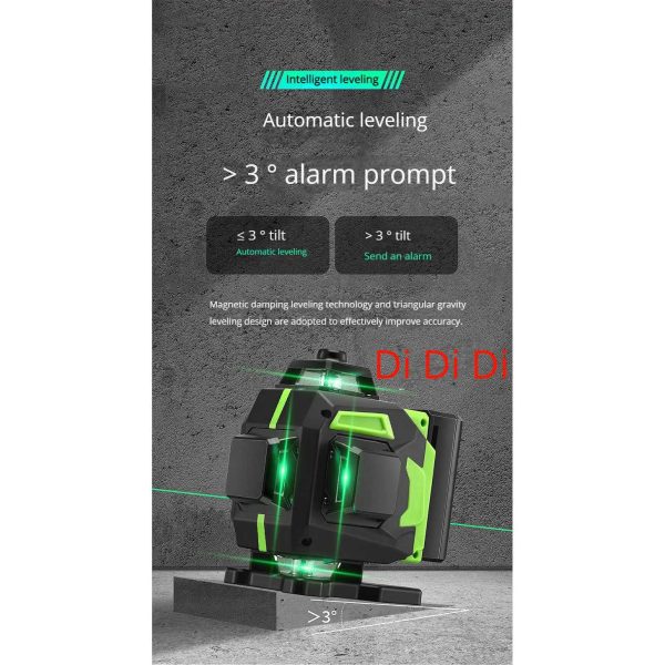 Taffware Laser Level Green Beam 4D 16 Line Alarm Remote Smart App - BT360