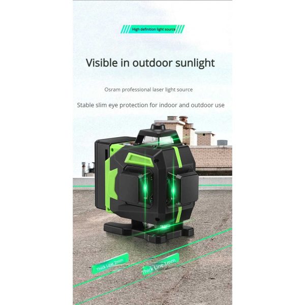 Taffware Laser Level Green Beam 4D 16 Line Alarm Remote Smart App - BT360