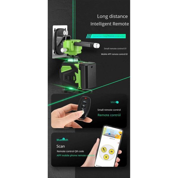 Taffware Laser Level Green Beam 4D 16 Line Alarm Remote Smart App - BT360