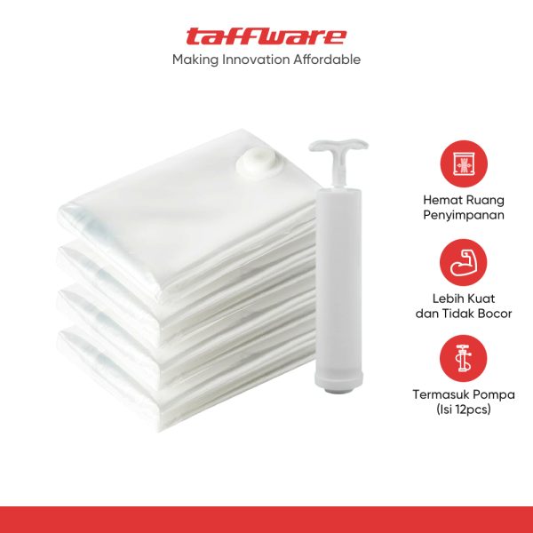 TaffPACK Kantong Plastik Pakaian Vacuum Compression Bag 12PCS - WH021