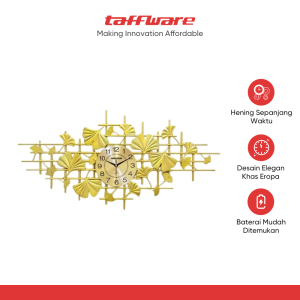 TaffHOME Jam Dinding Besi Elegan Ginkgo Biloba Silent Movement 105cm - LZ-50