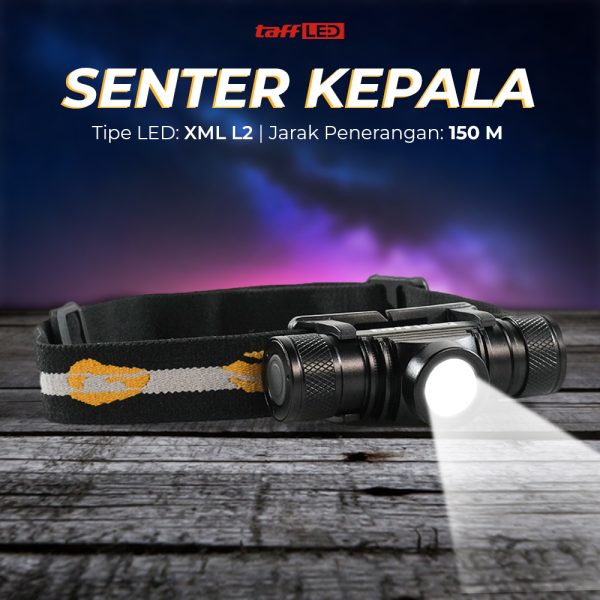 TaffLED Senter Kepala Headlamp Headlight LED XML-L2 800 Lumens - D10-GCU2