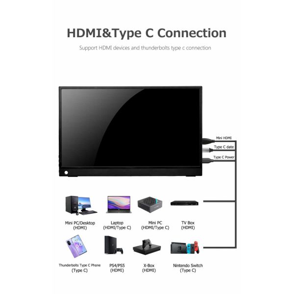Taffware Portable Monitor UHD 15.6 Inch 4K IPS 60Hz AMD FreeSync - SJD1505