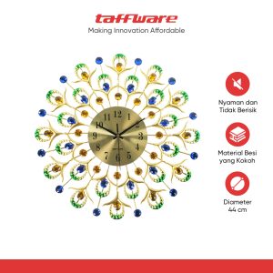 TaffHOME Jam Dinding Quartz Iron Luxury Peacock Style 44cm - SF4