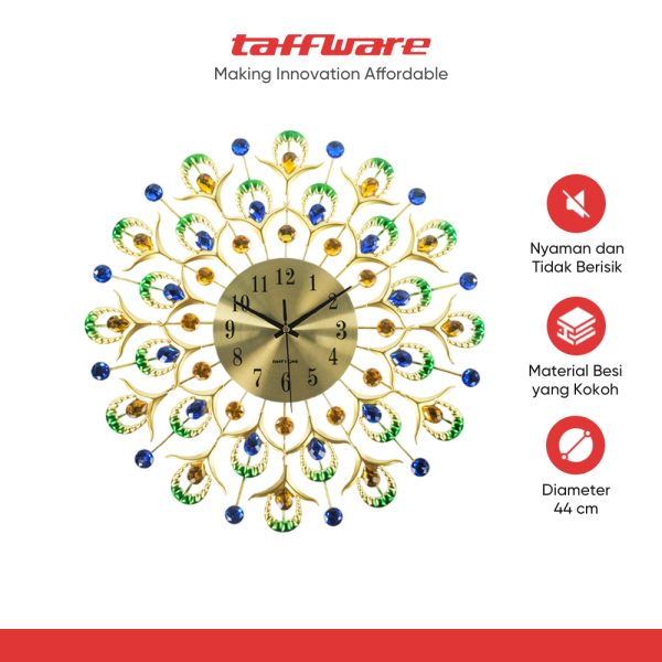 TaffHOME Jam Dinding Quartz Iron Luxury Peacock Style 44cm - SF4