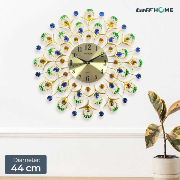 TaffHOME Jam Dinding Quartz Iron Luxury Peacock Style 44cm - SF4