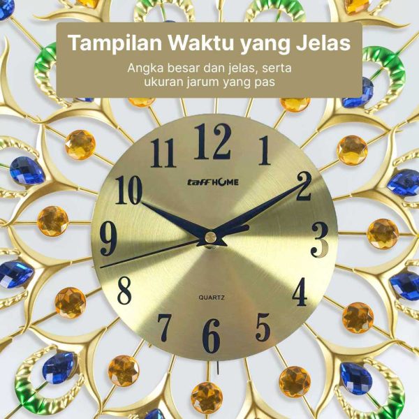 TaffHOME Jam Dinding Quartz Iron Luxury Peacock Style 44cm - SF4
