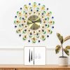 TaffHOME Jam Dinding Quartz Iron Luxury Peacock Style 44cm - SF4