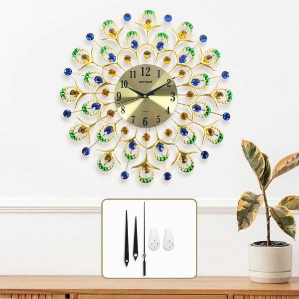 TaffHOME Jam Dinding Quartz Iron Luxury Peacock Style 44cm - SF4