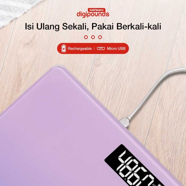Taffware Digipounds Timbangan Badan Digital Scale Rechargeable 180kg - AR18