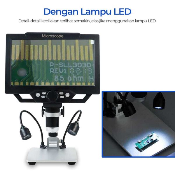Taffware Mikroskop Digital 12MP 1600X dengan Monitor and Metal Stand - G1600