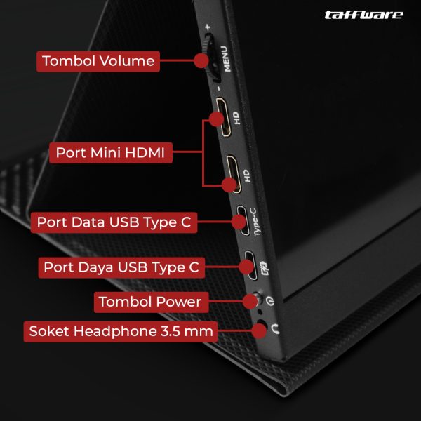 Taffware Portable Monitor IPS 16 Inch 1920x1200P Without Touchscreen - 1600XTS