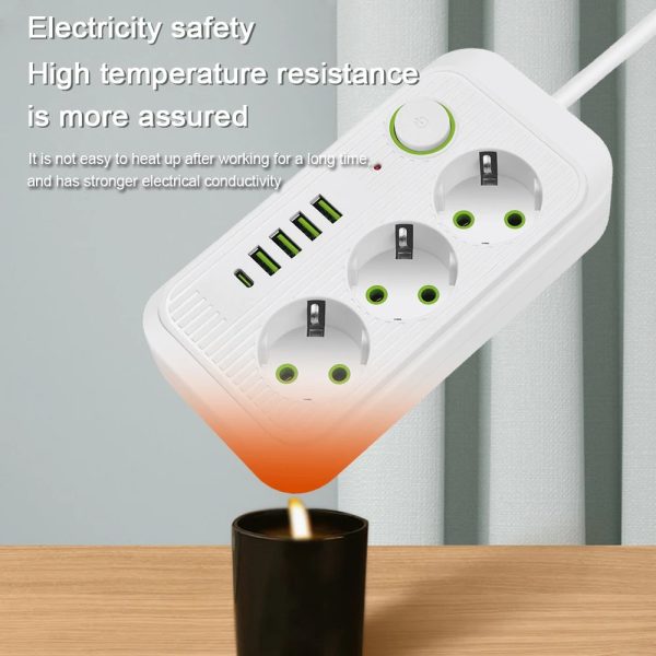 Taffware Stop Kontak 3 Plug 4 USB 1 USB Type C 10A 250V 2500W 2.1A - QL-1074U