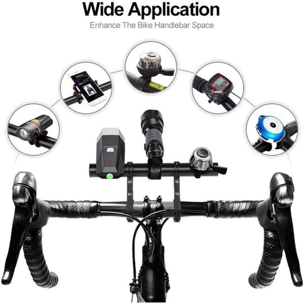 TaffSPORT Handlebar Extender Sepeda Braket Mount Aluminium 202mm - BTM31