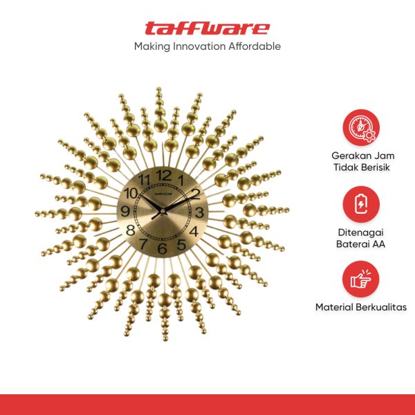 TaffHOME Jam Dinding Besi Elegan Matahari Silent Movement 45cm - WM-68