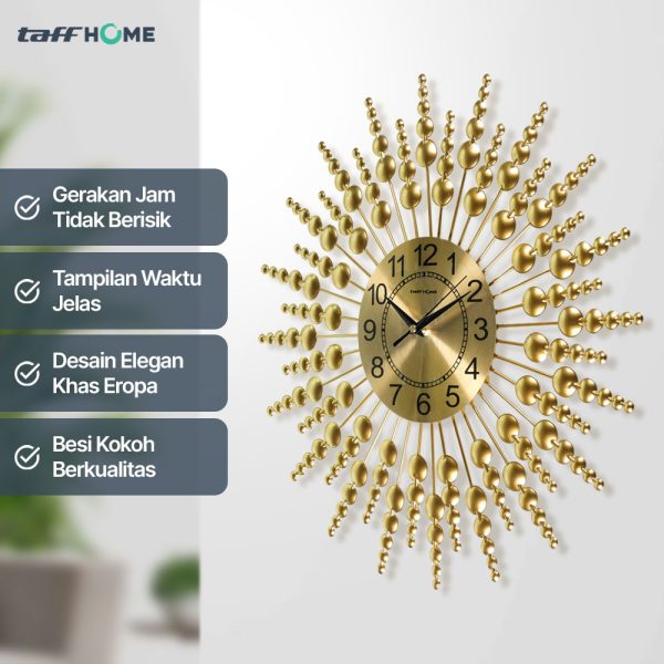 TaffHOME Jam Dinding Besi Elegan Matahari Silent Movement 45cm - WM-68