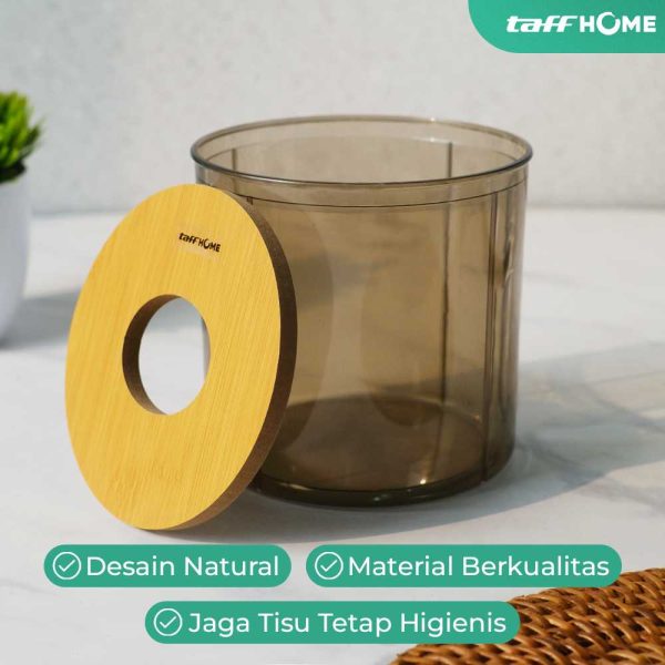 TaffHOME Tempat Tisu Roll Round Toilet Paper Container Plastic - E28