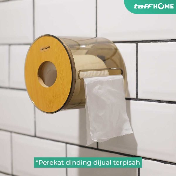 TaffHOME Tempat Tisu Roll Round Toilet Paper Container Plastic - E28