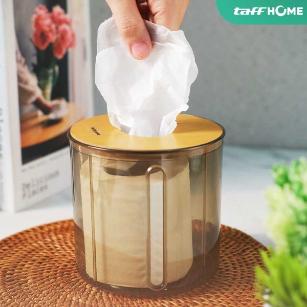TaffHOME Tempat Tisu Roll Round Toilet Paper Container Plastic - E28