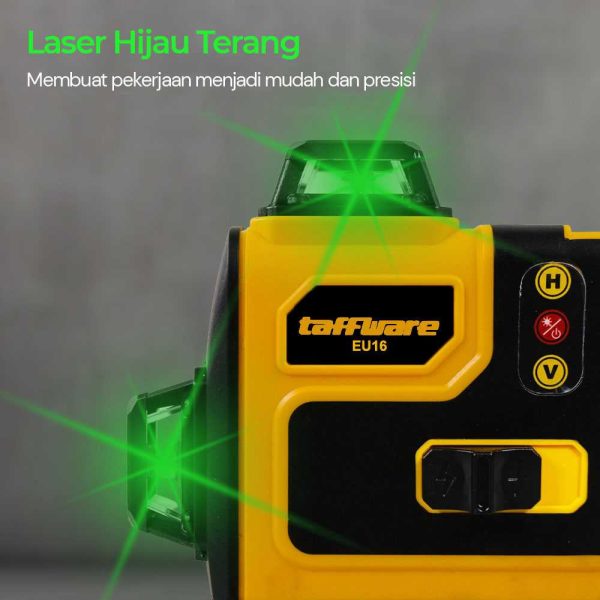 Taffware Laser Level Green Beam 16 Lines 4D Leveling Ground and Wall - EU16