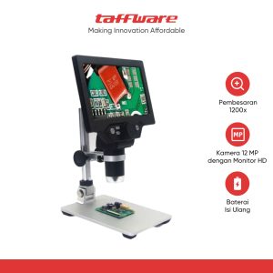 Taffware Mikroskop Digital 12MP 1200X Monitor 7 Inch with Metal Stand - G1200