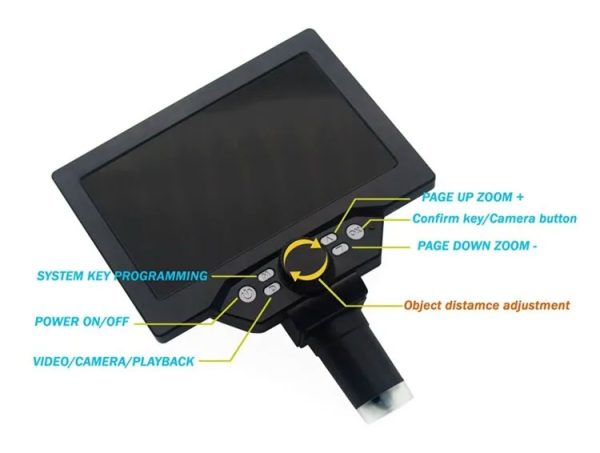Taffware Mikroskop Digital 12MP 1200X Monitor 7 Inch with Metal Stand - G1200