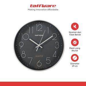 TaffHOME Jam Dinding Bulat Quartz Indoor Wall Clock Round Shape 29cm - MS30
