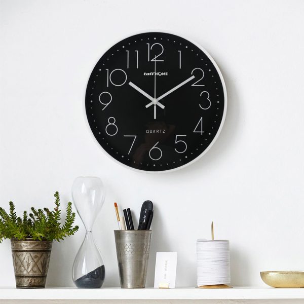 TaffHOME Jam Dinding Bulat Quartz Indoor Wall Clock Round Shape 29cm - MS30